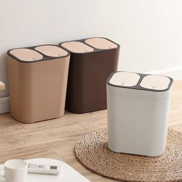 Kitchen Trash Can Recycle Bin Double Cover Trash Bin Household Dry And Wet Separation Waste Bin Rubbish Bin for Bathroom