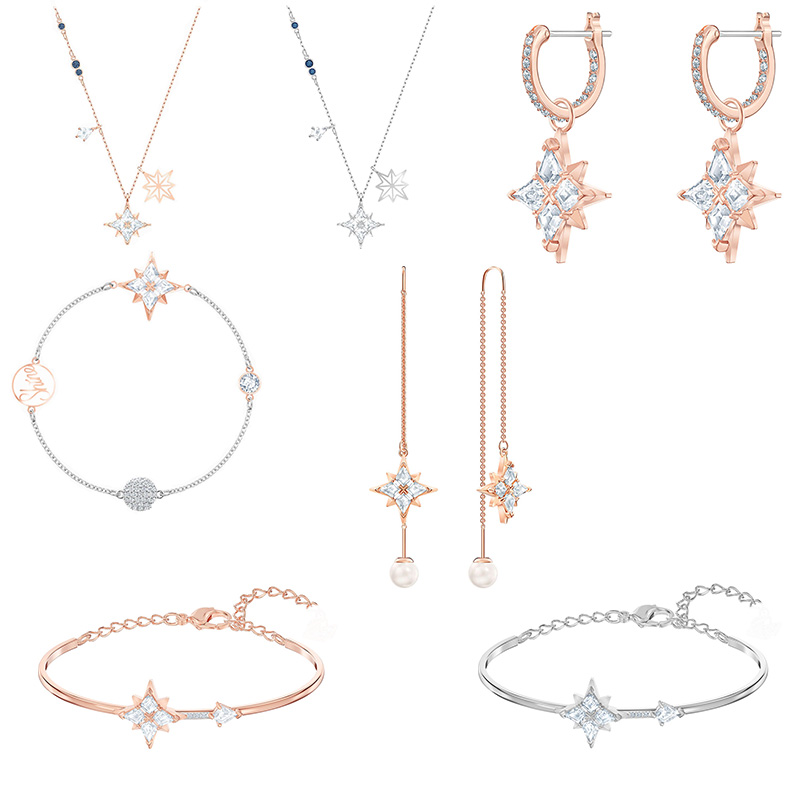 Fashion Ladies Jewelry Star Collection Jewelry Set Ladies Earring Necklace and Bracelet Fashion Jewelry