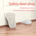 2pcs/pack Bedroom Kitchen Baby Safety Home Anti Pinch Sound Absorption Office Foot Shape Door Stopper Hanging Drill Free Soft