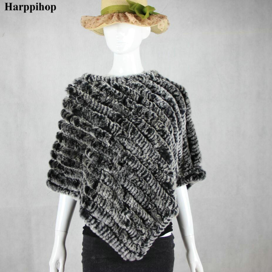 new arrival Hot Sale Real Fur Pashmina Shawls For Female Handmade Knitted Rabbit Fur Poncho Women Fur Shawl Winter