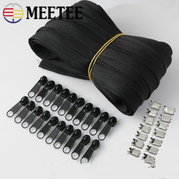 Meetee 10/20M Nylon 3# Coil Zipper with Slider & Stopper for Quilt Bags Tent Invisible Clothing Zip Sewing Crafts Accessories