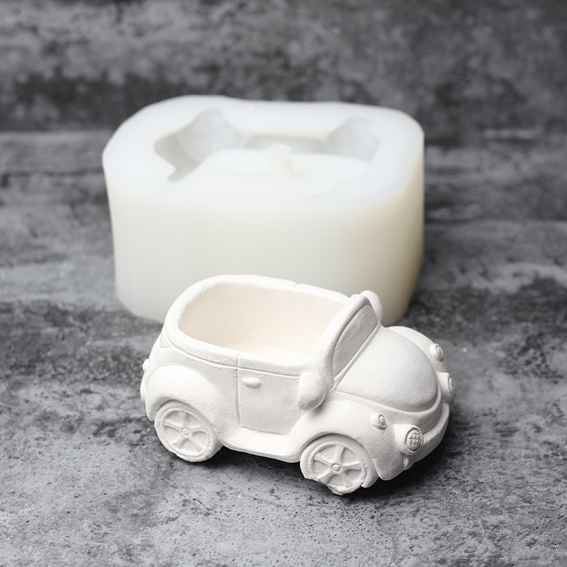 Silicone Concrete Mold Cartoon Car Shape Epoxy Resin Flower Pots Mould Handmade Craft Cement Planter Tool
