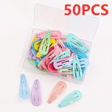 50PCS Cute Snap Hair Clip Children Baby Kids Hair Pin Solid Color Metal Hairgrip Girl Women Barrette Hairpin Hair Accessories