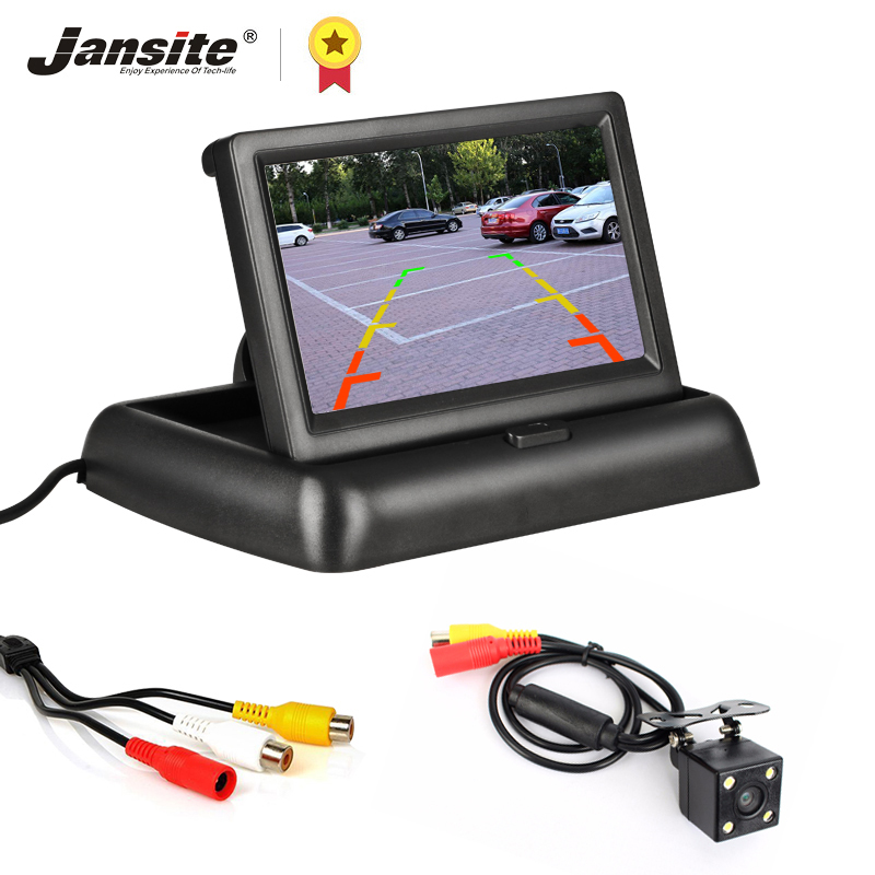 Jansite 4.3 inch Foldable Car Monitor TFT LCD Display Cameras Reverse Camera Parking System for Car Rearview Monitors NTSC PAL