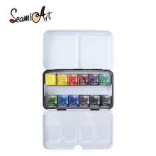 12 Colors Professional Solid Watercolor Half Pan Set