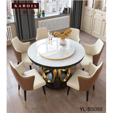 Karois Bs055 Light Luxury Multifunctional With Turntable Telescopic Rotating Household Dining Table And Chair Combination