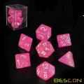 Bescon Intensive Glitter Dice 7pcs Set PINK PRINCESS, Novelty RPG Dice Set d4 d6 d8 d10 d12 d20 d%, Brick Box Packaging