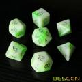 Bescon Glowing Polyhedral RPG Dice Set Luminous Jade, Bescon Glow in Dark Poly Dice Set of 7, DND Role Playing Game Dice