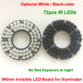 Lihmsek 940nm Invisible LED Board for IR Infrared Illuminator 72pcs White Black IR LEDs 90 degree light Board for lamp