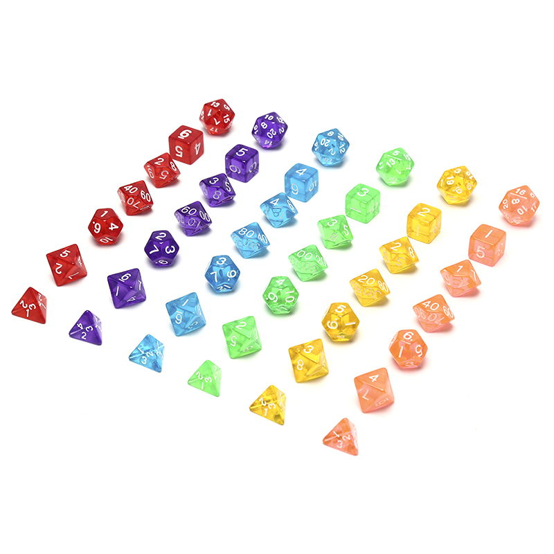 7Pcs/set Digital Dice Game Polyhedral Multi Sided Acrylic Dice Colorful Accessories for Board Game