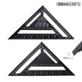 7/12 Inch Aluminium Alloy Triangular Measuring Ruler Woodworking Carpenter Square Angle Protractor Layout Tool