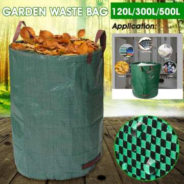 120L/300L/500L Large Capacity Heavy Duty Garden Waste Bag Durable Reusable Waterproof PP Yard Leaf Grass Container Storage