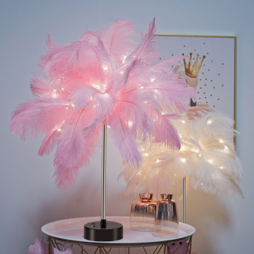LED Feather Light Fairy Table Lamp - Adjustable Warm White Table Lamp Night Light for Home Decor