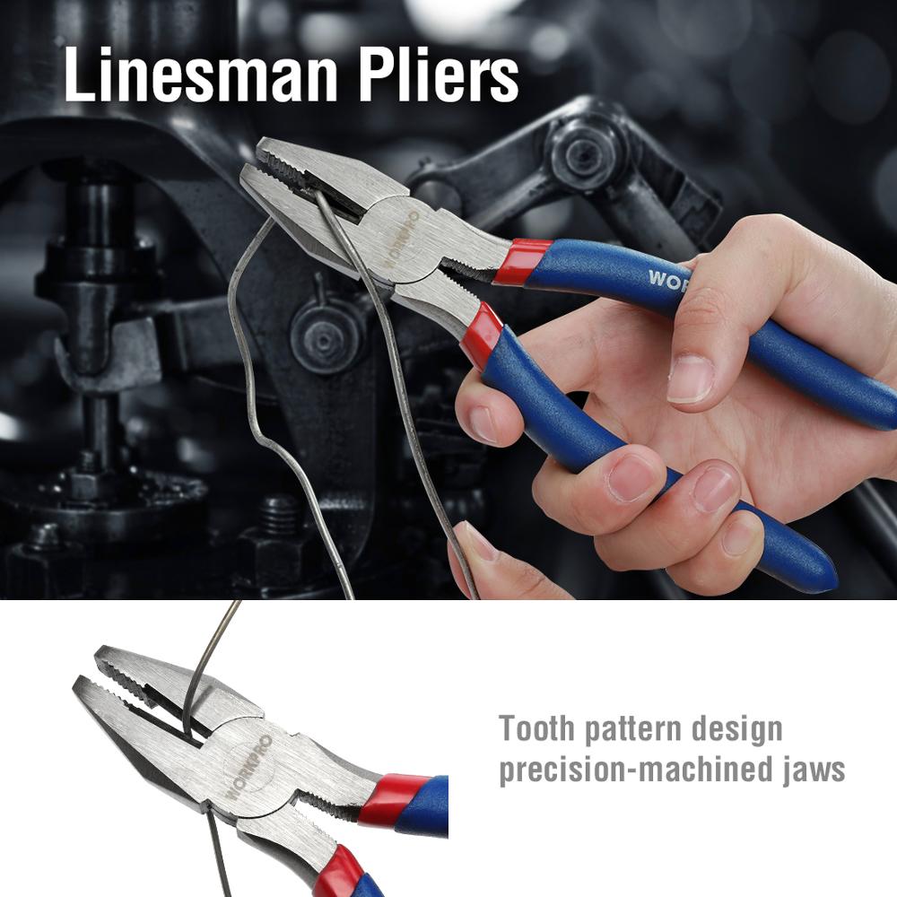 WORKPRO 7PC Electrician Pliers Wire Cable Cutter Plier Set Plumbing Plier Long Nose Plier