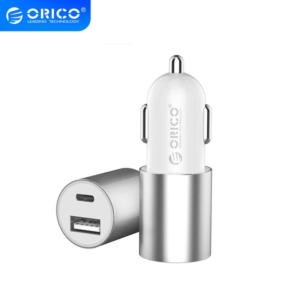 ORICO 15.5W 3.1A Car Charger Dual USB Type-C Fast Charging Universal Mobile Phone Charger Adapter For Samsung Huawei Xiaomi
