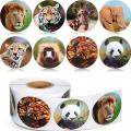 Round cute Zoo Animals Stickers Adhesive Label sticker 500pcs/Roll scrapbooking for notebook kids rewards stationery Sticker