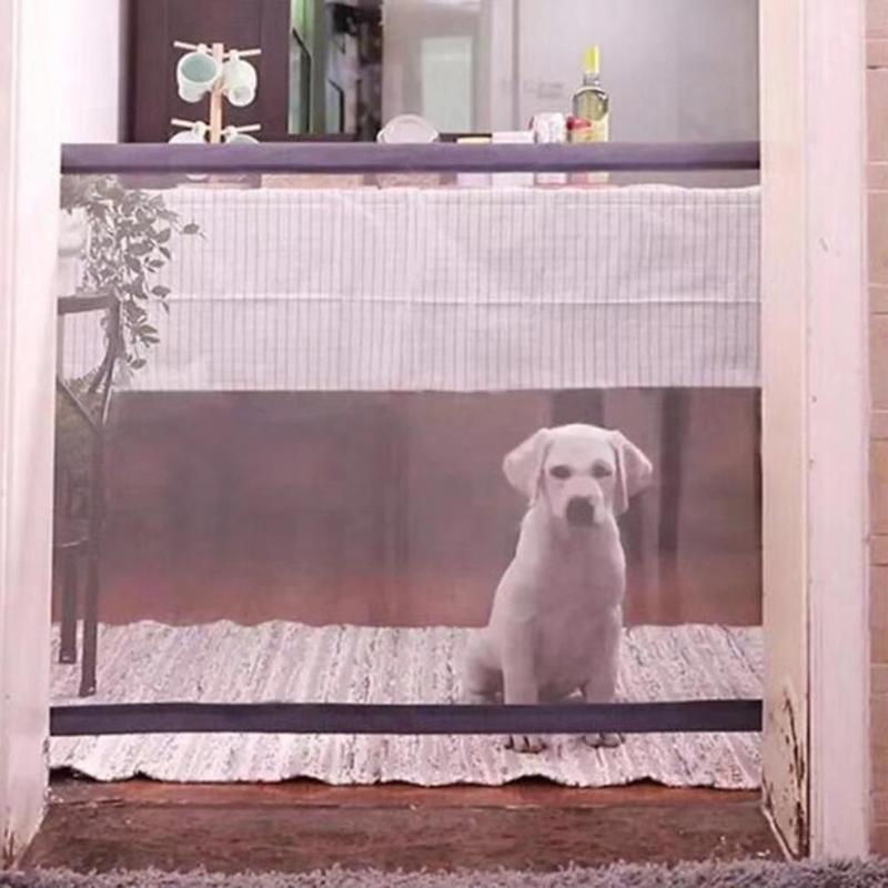 Dog Gate Pet Barrier Portable Folding Breathable Mesh Net Dog Separation Guard Gate Enclosure Pet Isolated Fence