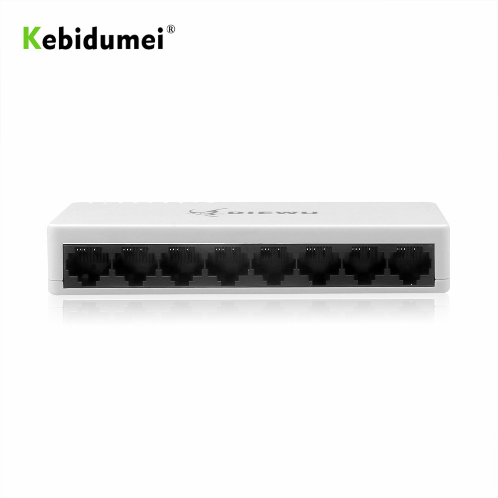 kebidumei Mini 8 ports Network Switch 10/100Mbps Fast LAN Ethernet Network Switch Adapter + Power Supply
