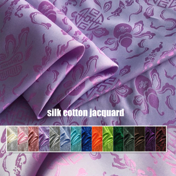 Chinese traditional silk fabric jacquard cotton silk satin crepe 100cm*114cm