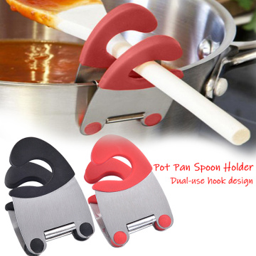 Stainless Steel Pot Pan Holder Spatula Clip Spoon Rest Pots Clip Kitchen Tools For Pan Lid Repose Cuilleres Pot Lid Holder