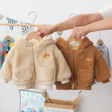Warm Toddler boy's Jackets Autumn infant Girls Hooded Thicken jacket Long Sleeve Baby Kids Coat Fleece Winter Children Clothing