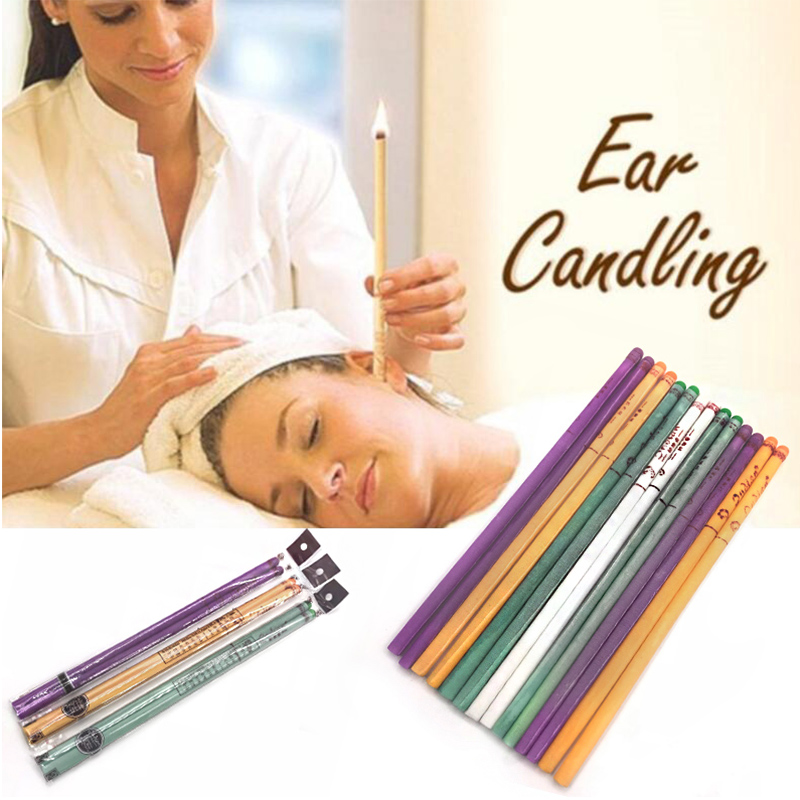 40pcs Auricular Candle Therapy Aromatherapy Indian Ear Candle Beeswax Ear Therapy Straight Bell trumpet Shape Type With Earplugs