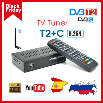 DVB-C Combo TV Tuner DVB T2 Terrestrial Digital TV Receiver H.264 Decoder Youtube Europe Russia Spain Set Top Box