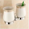 gold Crystal+ Brass+Glass Bathroom Accessories Gold double cup Tumbler Holders,Toothbrush Cup Holders,free shipping LB5720