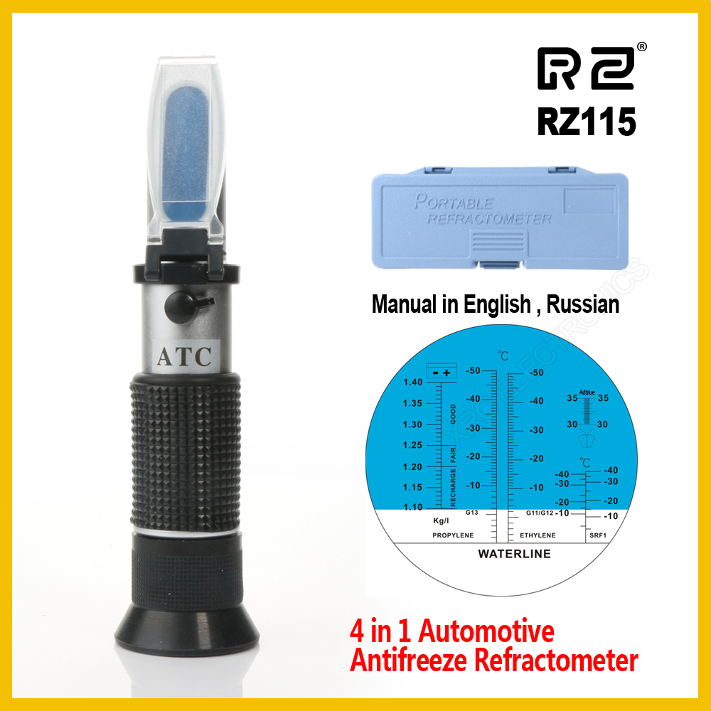 RZ Automotive Antifreez Refractometer Freezing point Urea Adblue Battery fluid Glass water tester meter ATC Tool RZ115