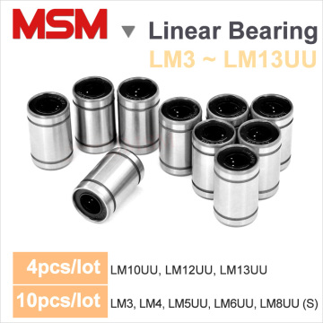 MSM LM UU linear bearings 3mm 4mm 5mm 6mm 8mm 10mm 12mm 13mm rodamientos lineal slides liner cnc impressora 3d printer parts