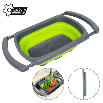 Two Forms a Set Collapsible Kitchen Colander Fruit Vegetable Strainer Drainer Washing Basket Plastic Drain Vegatable Basket