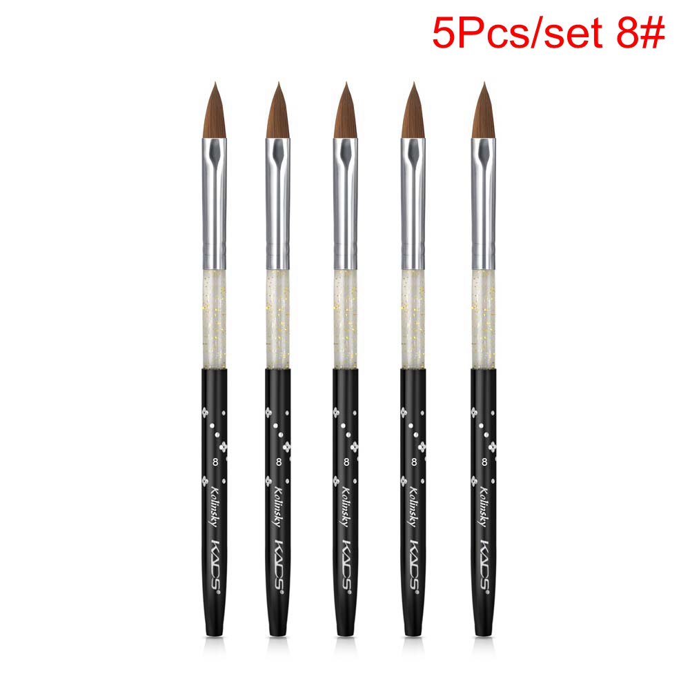KADS 5Pcs 8# Acrylic Nail Brush Black Nail Tools Art Brush Set Brushes For Painting Manicure Material Nail Brushes For Painting