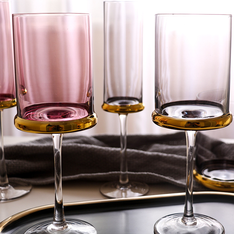 Gold-plated Red Wine Glass High-footed Champagne Glass Household Juice Cup Standing Water Bottle Crystal Bar Accessories
