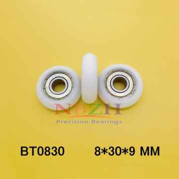 BT0830 608ZZ 608Z 608 Nylon wheel hanging / ball bearing with pulley wheel for doors and windows 8*30*9MM