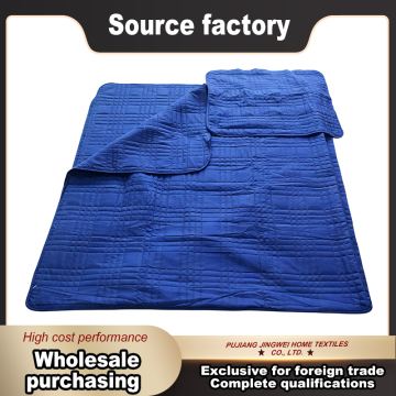 Elegant Quilted Blue Bedding Set with Minimalist Style