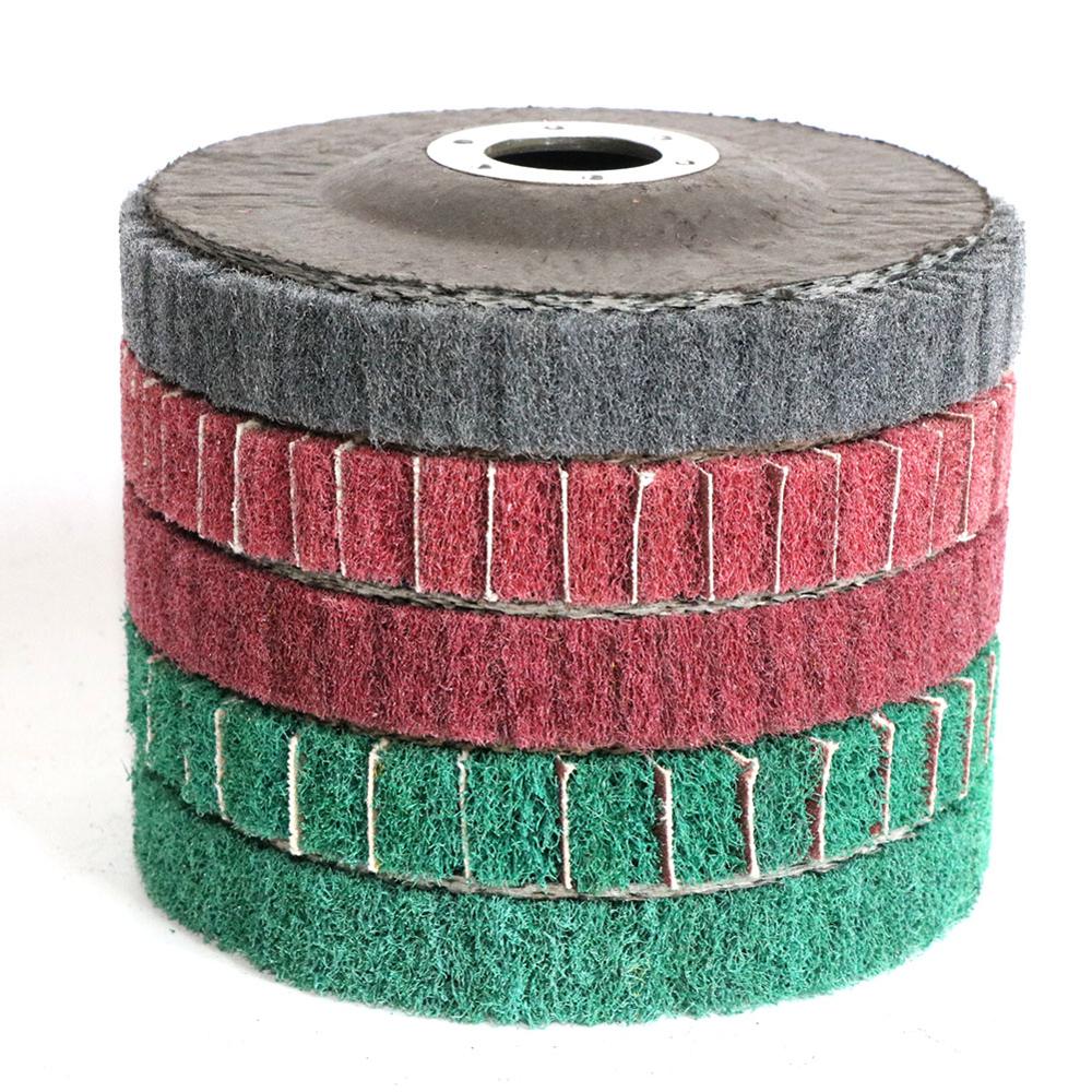4-1/2"×7/8" Nylon Fiber Flap Polishing Wheel Grinding Disc Non-woven 115*22mm Scouring pad Buffing Wheel for Angle Grinder