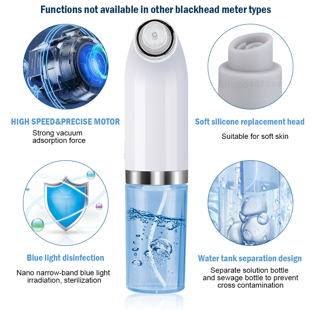 Electric Small Bubble Blackhead Remover USB Rechargeable Water Cycle Pore Acne Pimple Removal Vacuum Suction Facial Cleaner Tool