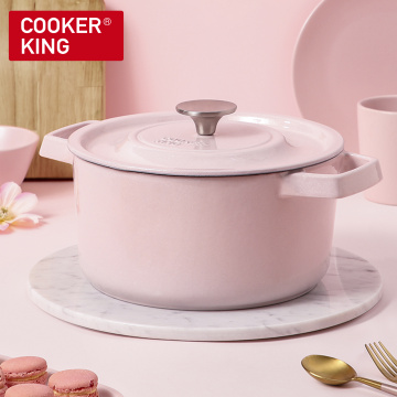 COOKER KING Cast Iron Enamel Pot Casserole Stock Pot Dutch Pot Rice Pot With Lid Suitable For All Stove Baking Oven Safe 22cm