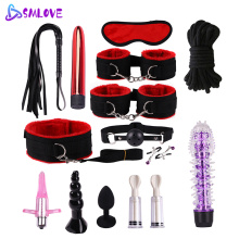 Handcuffs Nipple Clamps Bondage Whip BDSM Sexy Toys Erotic Flirting Feather Stick Adult Sex Toy For Woman Couples Anal Butt Game