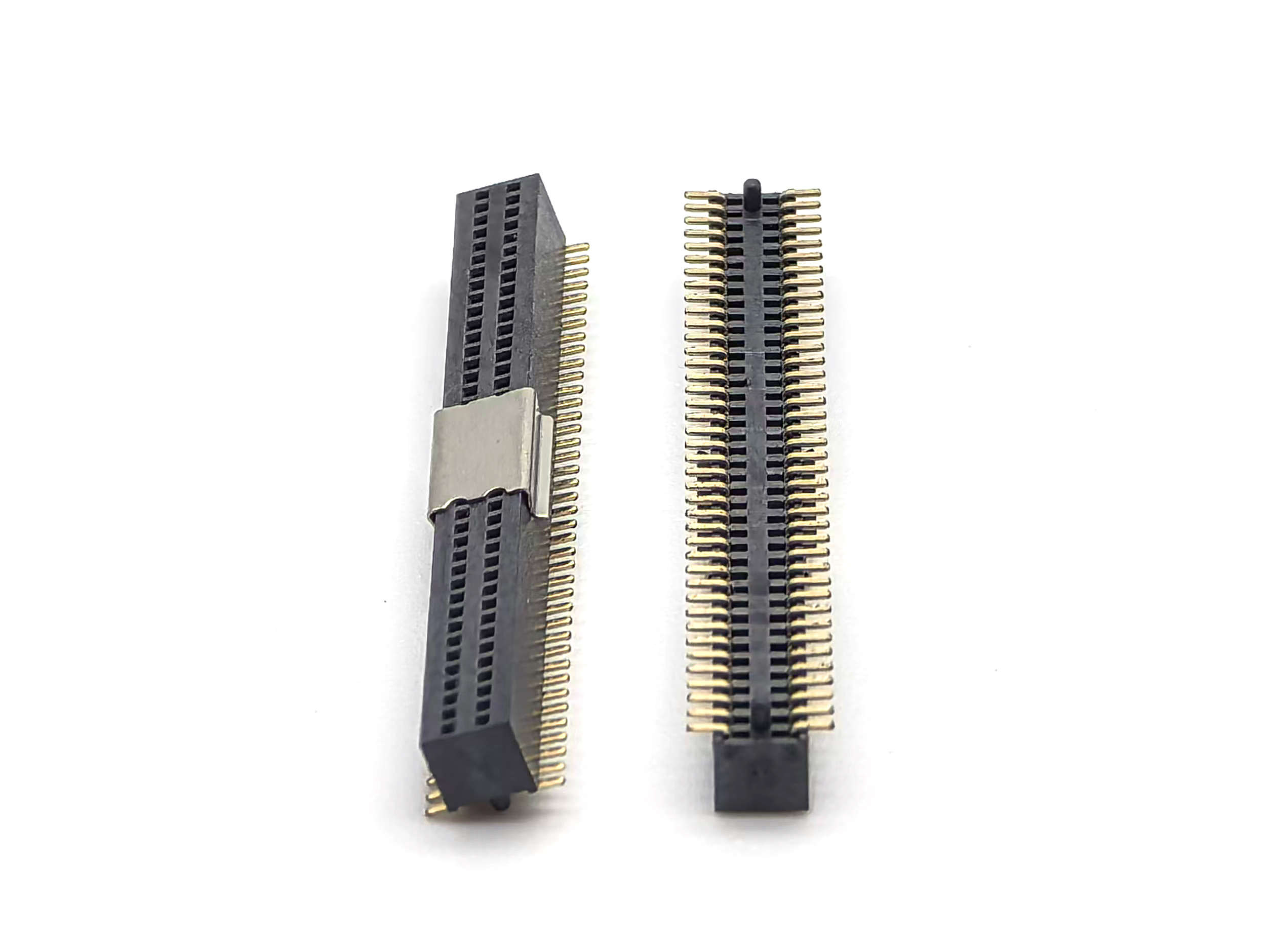 0.8mm Pitch Female Header with Dual Rows SMT H3.1mm 2*40P Brass Contact Material and Nylon Housing for PCB Application