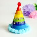 1pc Baby Kid Rainbow Birthday Party Hat Colorful Birthday Hats Cute Paper Ball Party Celebration Hats Festive Kid Party Decor