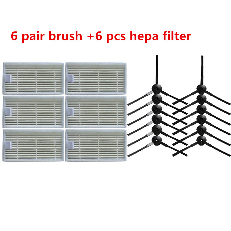 6* Robot Side Brush and 6* HEPA filter for KITFORT KT-518 kt 518 Robotic Vacuum Cleaner