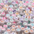 Mixed Color Letter Acrylic Beads Round Flat Alphabet Loose Spacer Beads For Jewelry Making Handmade Diy Bracelet Accessories