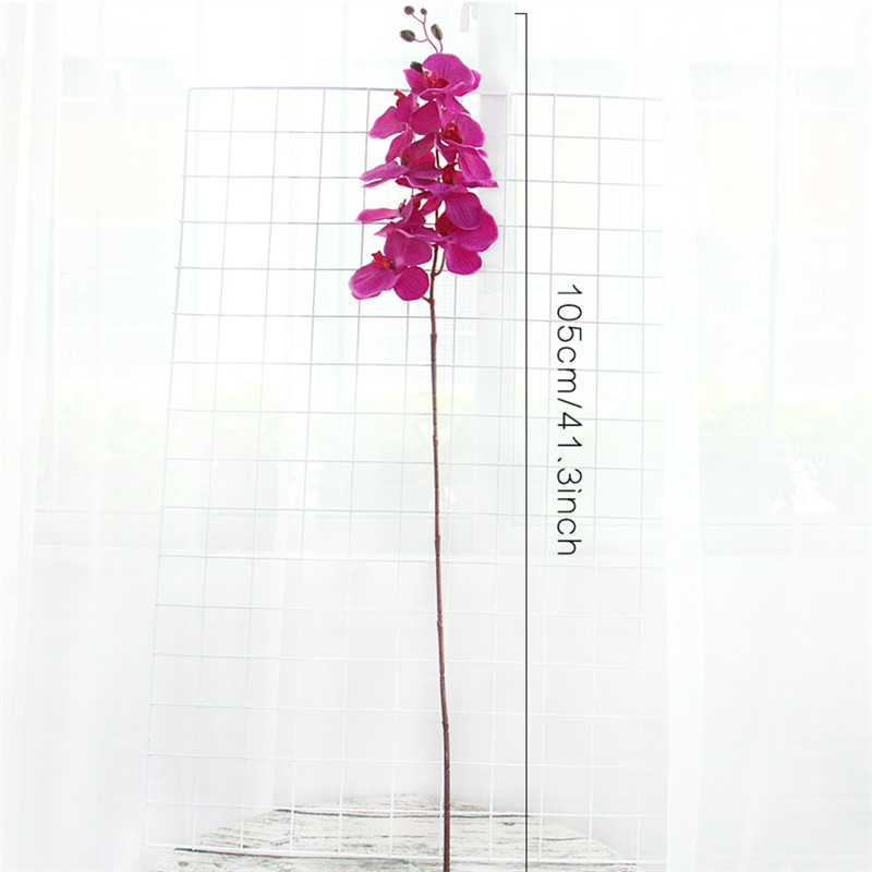 8 Heads Big Orchid Artificial Flower Branch Phalaenopsis Butterfly Black Burgundy Colorful Wedding Home Decor Potted Wholesalers