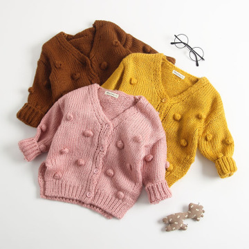 1-3 Years Old Baby Girl Sweater Child Winter Ball In Hand Down Sweater Cardigan Jacket Cardigan For Girl Girls Cardigan