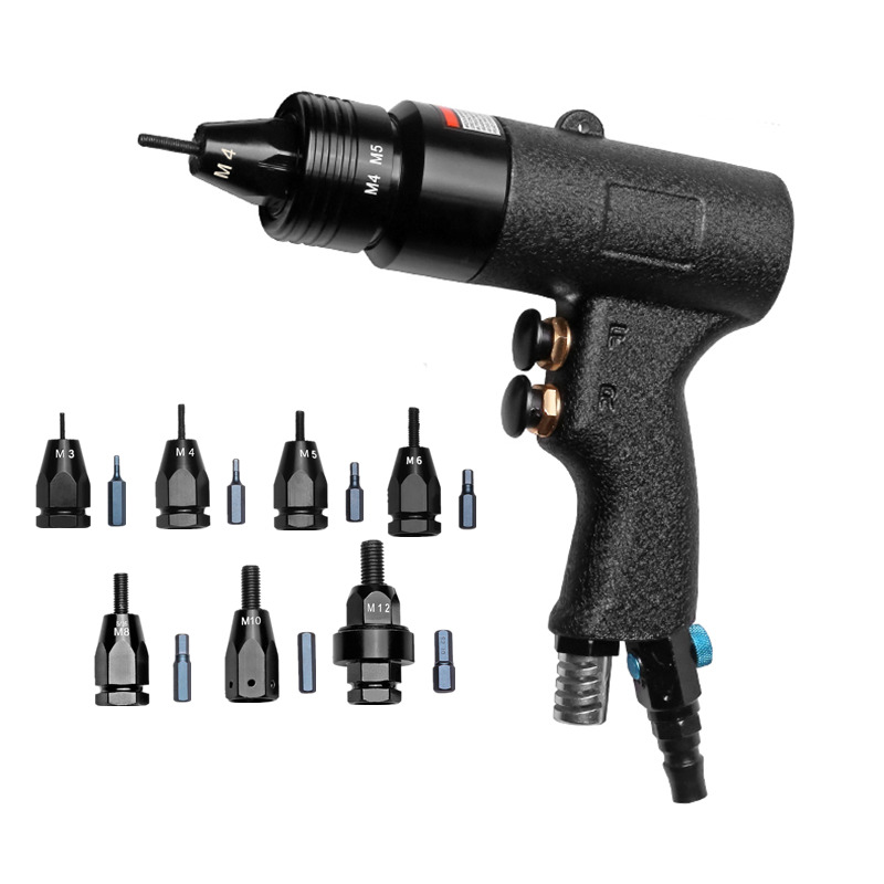 M3/M4/M5/M6/M8/M10/M12 Pneumatic Rivet Nut Guns with Automatic Locking Design Pneumatic Pull Setter Air Rivets Nut Gun