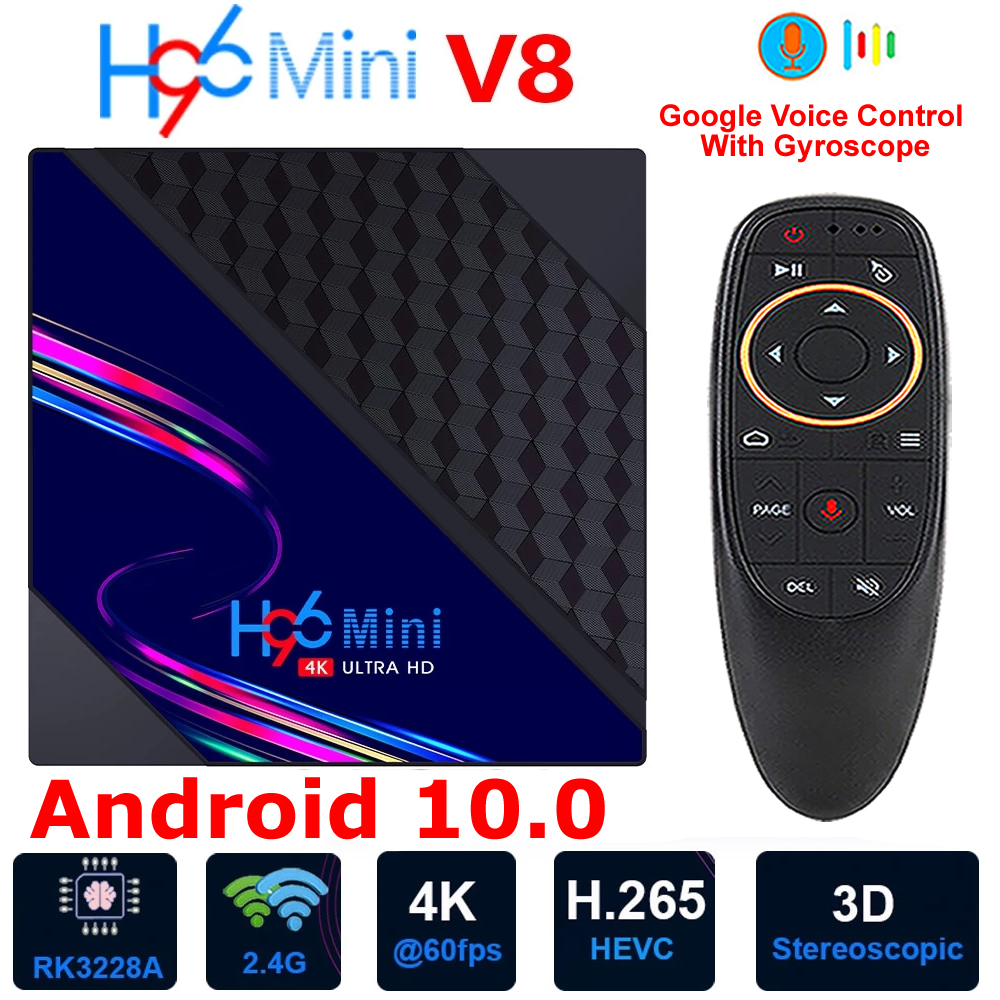 Android 10.0 Smart TV BOX H96 MINI V8 Rockchip RK3228A Quad Core 2GB 16GB WIFI 3D H.265 4K Youtube Set top Box Media Player