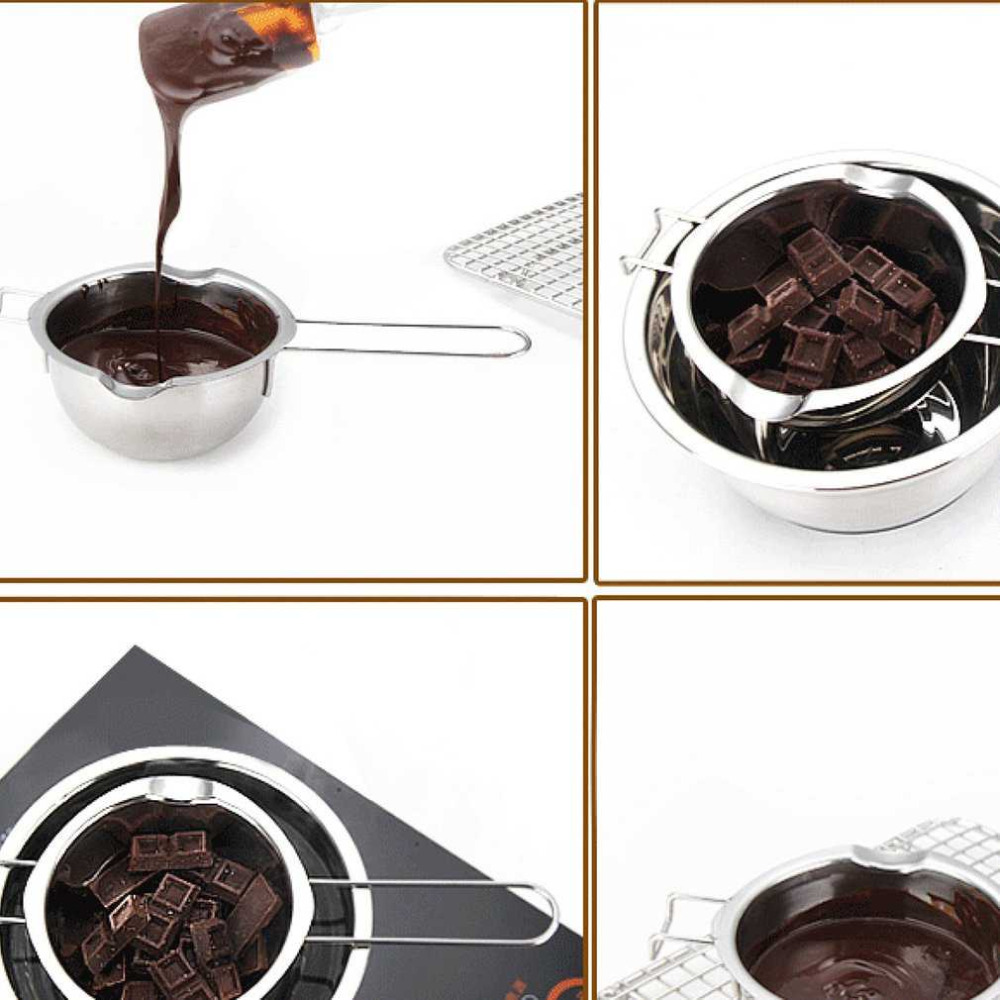 Stainless Steel Chocolate Butter Milt Melt Ting Bowl Long Grip Handle DIY Pastry Cooking Dessert Baking Pastry Kitchen Tool