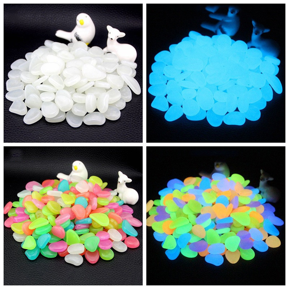 50/100/300pcs Glow Stones Rocks Glow in the Dark Garden Pebbles for Walkways Garden Path Lawn Luminous Stones Aquarium Decor