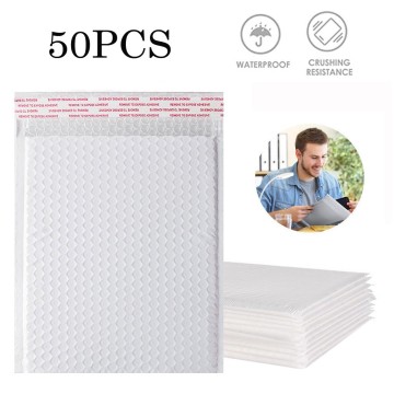 50Pcs Bubble Mailers Padded Envelopes Lined Poly Mailer Self Seal White Shipping Envelope Waterproof Bubble Express Mailing Bag